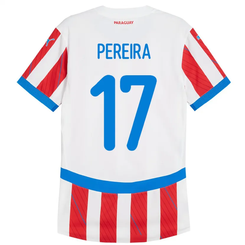 Danxen Donna Maglia Paraguay Kevin Pereira #17 Bianco Rosso Kit Gara Home 24-26 Maglietta