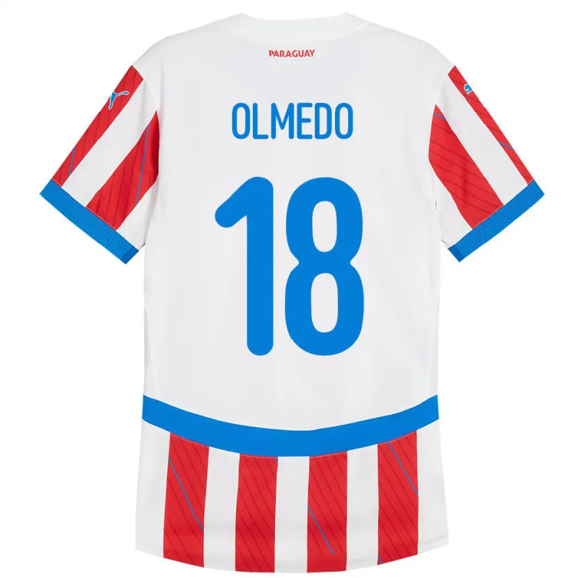Danxen Donna Maglia Paraguay Cesar Olmedo #18 Bianco Rosso Kit Gara Home 24-26 Maglietta