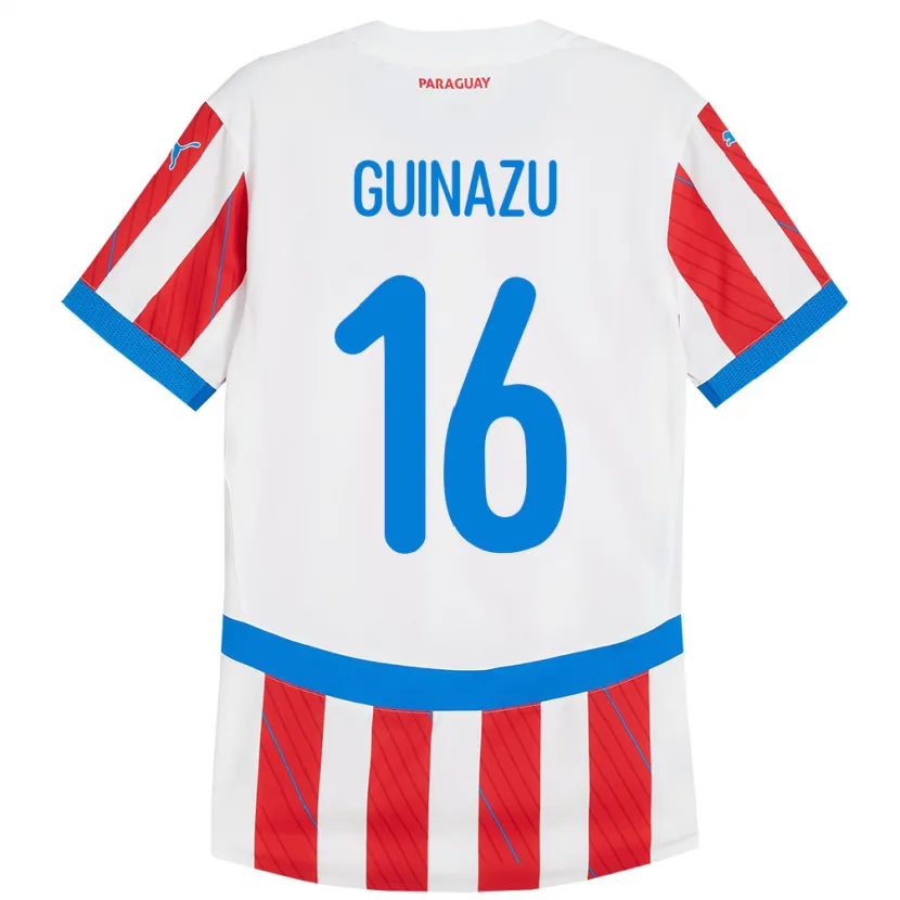 Danxen Donna Maglia Paraguay Lucas Guiñazú #16 Bianco Rosso Kit Gara Home 24-26 Maglietta