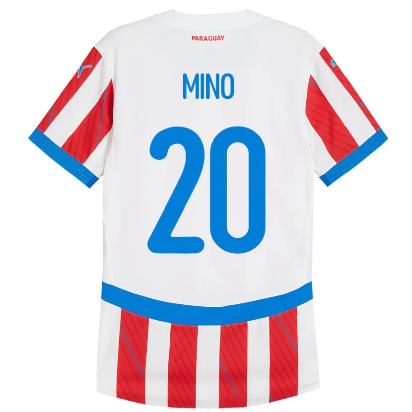 Danxen Donna Maglia Paraguay César Miño #20 Bianco Rosso Kit Gara Home 24-26 Maglietta
