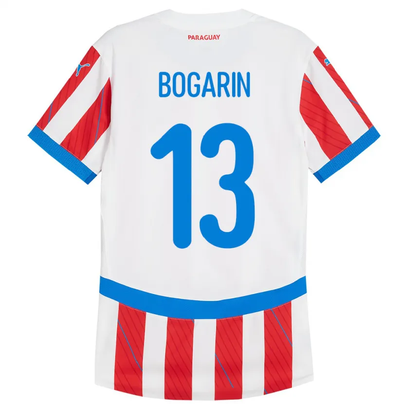 Danxen Donna Maglia Paraguay Dahiana Bogarín #13 Bianco Rosso Kit Gara Home 24-26 Maglietta