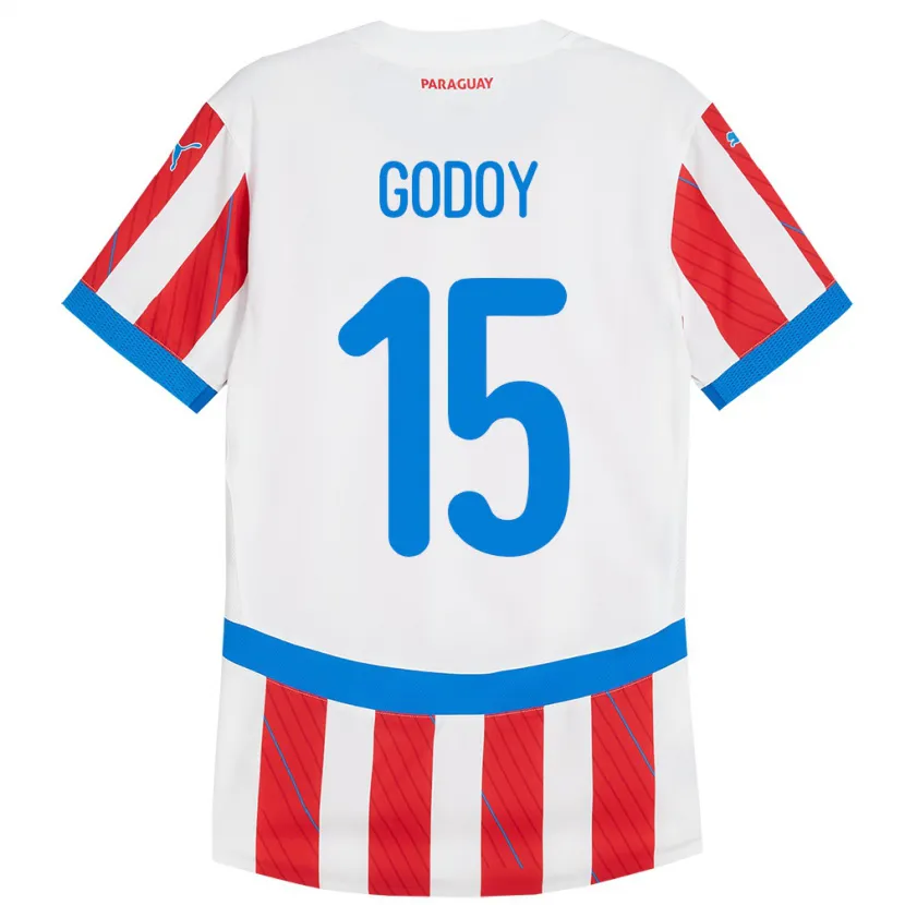 Danxen Donna Maglia Paraguay Fanny Godoy #15 Bianco Rosso Kit Gara Home 24-26 Maglietta