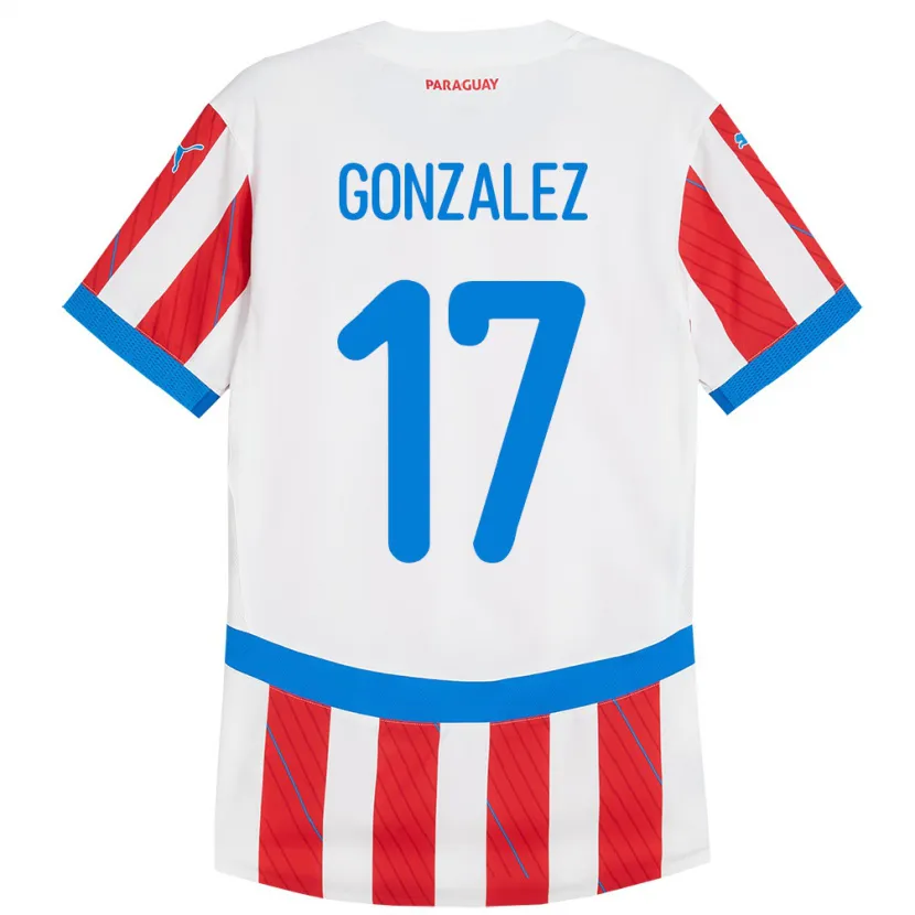 Danxen Donna Maglia Paraguay Lourdes González #17 Bianco Rosso Kit Gara Home 24-26 Maglietta