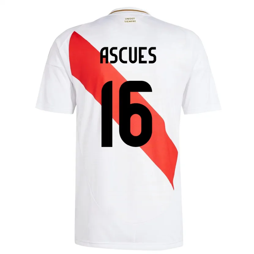 Danxen Donna Maglia Perù Carlos Ascues #16 Bianco Kit Gara Home 24-26 Maglietta