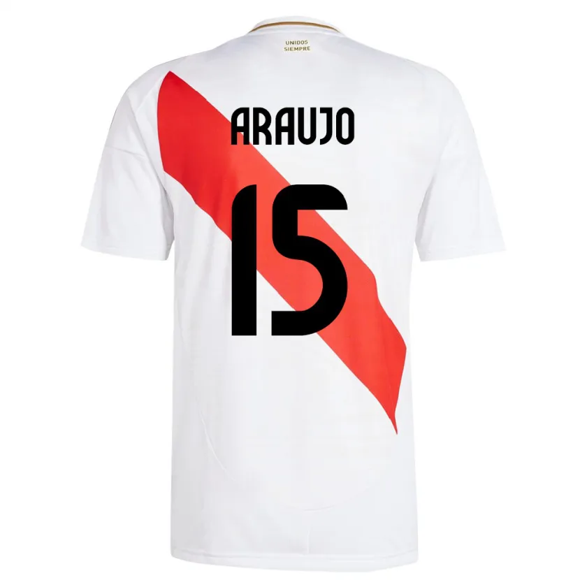 Danxen Donna Maglia Perù Miguel Araujo #15 Bianco Kit Gara Home 24-26 Maglietta
