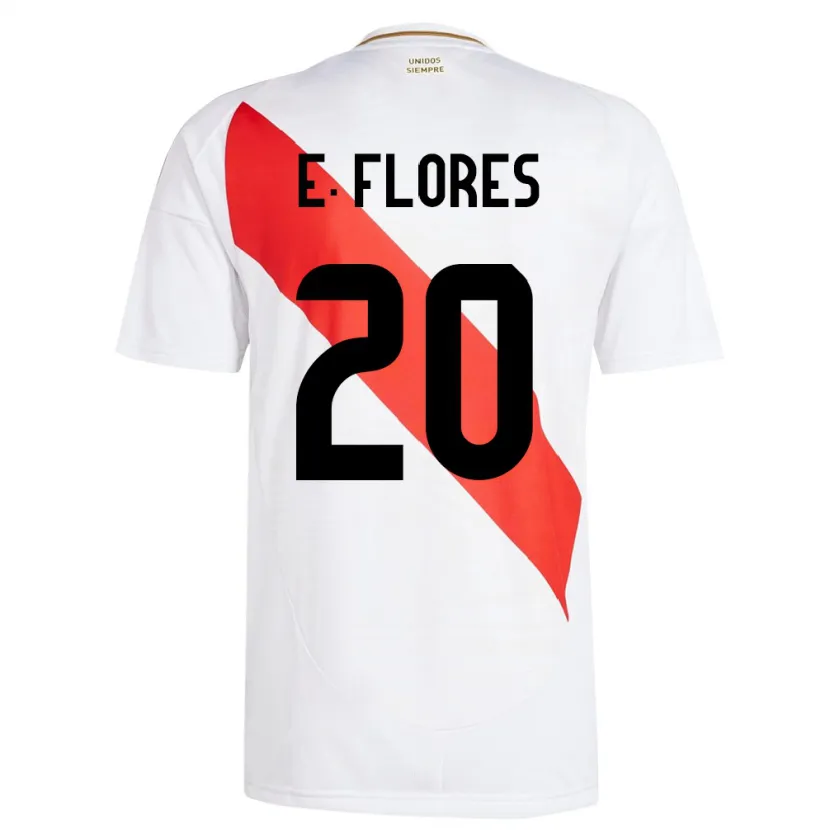 Danxen Donna Maglia Perù Edison Flores #20 Bianco Kit Gara Home 24-26 Maglietta
