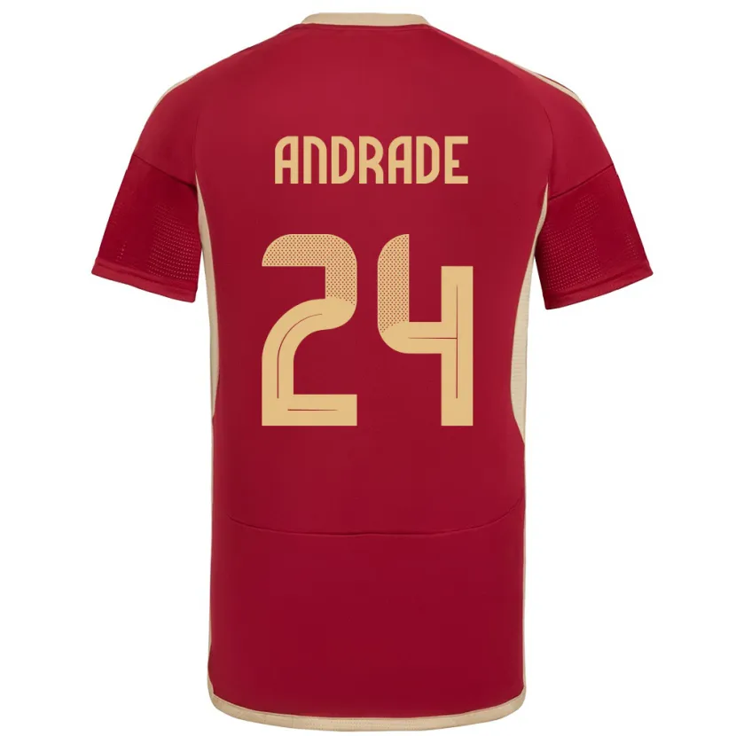 Danxen Donna Maglia Venezuela Kervin Andrade #24 Borgogna Kit Gara Home 24-26 Maglietta