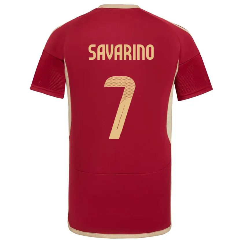 Danxen Donna Maglia Venezuela Jefferson Savarino #7 Borgogna Kit Gara Home 24-26 Maglietta