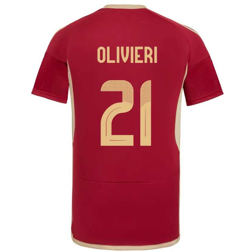 Danxen Donna Maglia Venezuela Bárbara Olivieri #21 Borgogna Kit Gara Home 24-26 Maglietta