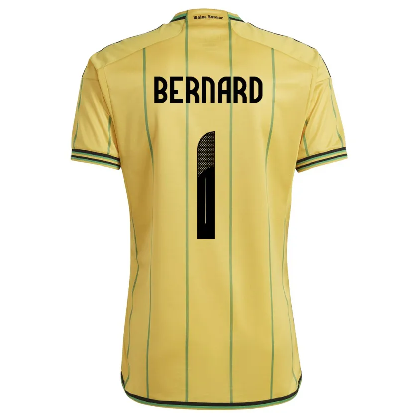 Danxen Donna Maglia Giamaica Akeem Bernard #1 Giallo Kit Gara Home 24-26 Maglietta