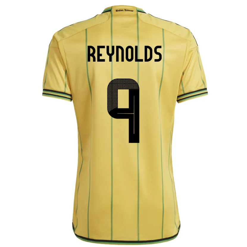 Danxen Donna Maglia Giamaica Fabian Reynolds #9 Giallo Kit Gara Home 24-26 Maglietta