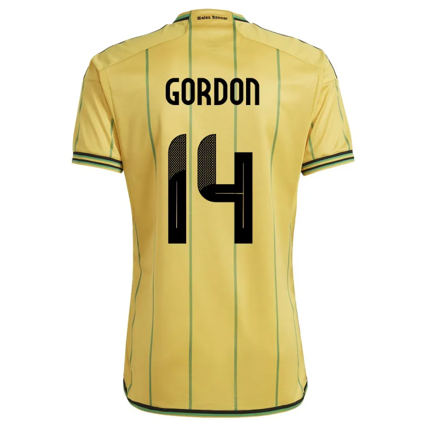 Danxen Donna Maglia Giamaica Ashton Gordon #14 Giallo Kit Gara Home 24-26 Maglietta
