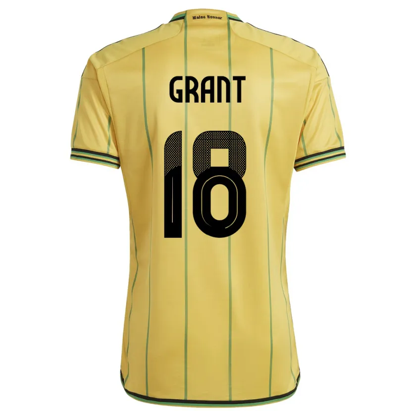 Danxen Donna Maglia Giamaica George Grant #18 Giallo Kit Gara Home 24-26 Maglietta