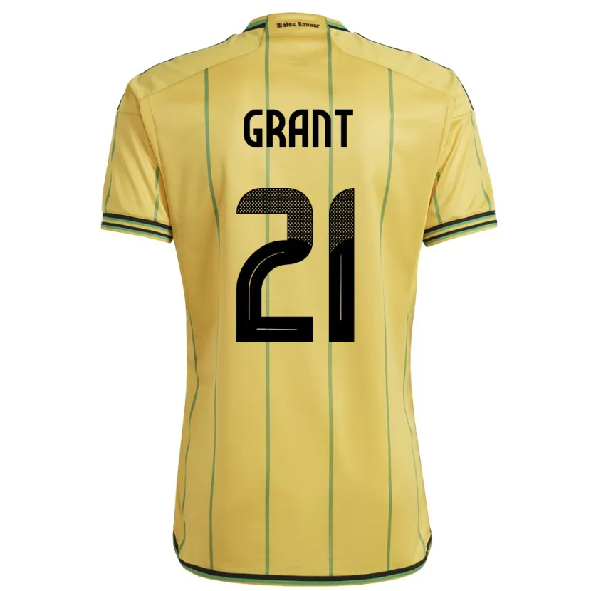 Danxen Donna Maglia Giamaica Joshua Grant #21 Giallo Kit Gara Home 24-26 Maglietta