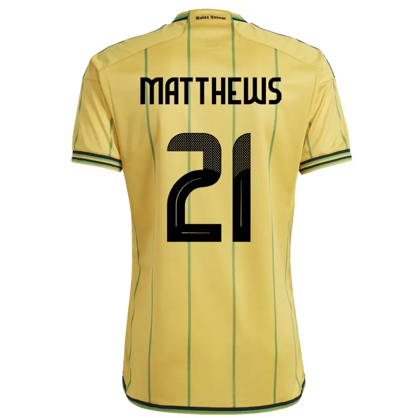 Danxen Donna Maglia Giamaica Cheyna Matthews #21 Giallo Kit Gara Home 24-26 Maglietta