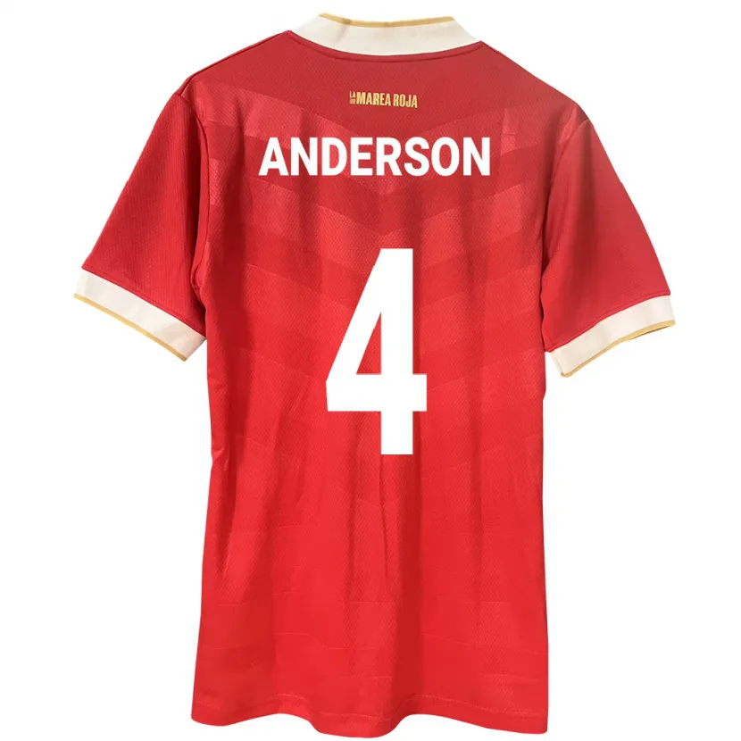 Danxen Donna Maglia Panamá Eduardo Anderson #4 Rosso Kit Gara Home 24-26 Maglietta