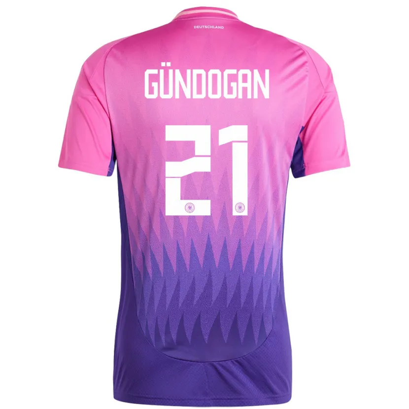 Danxen Donna Maglia Germania Ilkay Gundogan #21 Rosa Viola Kit Gara Away 24-26 Maglietta
