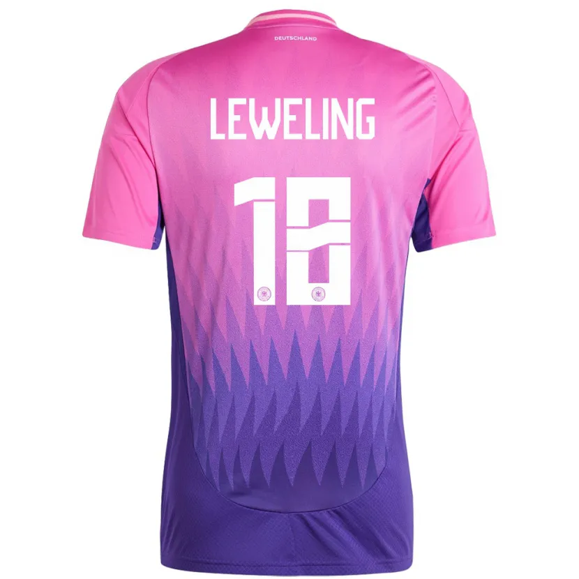 Danxen Donna Maglia Germania Jamie Leweling #18 Rosa Viola Kit Gara Away 24-26 Maglietta