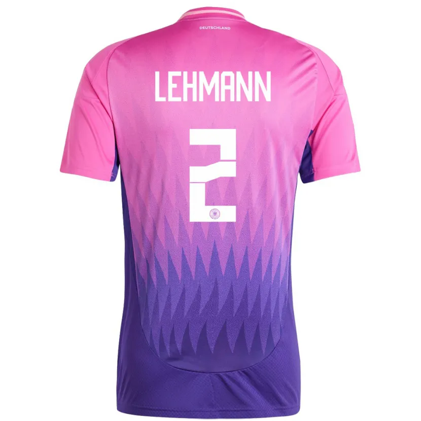 Danxen Donna Maglia Germania Paul Lehmann #2 Rosa Viola Kit Gara Away 24-26 Maglietta