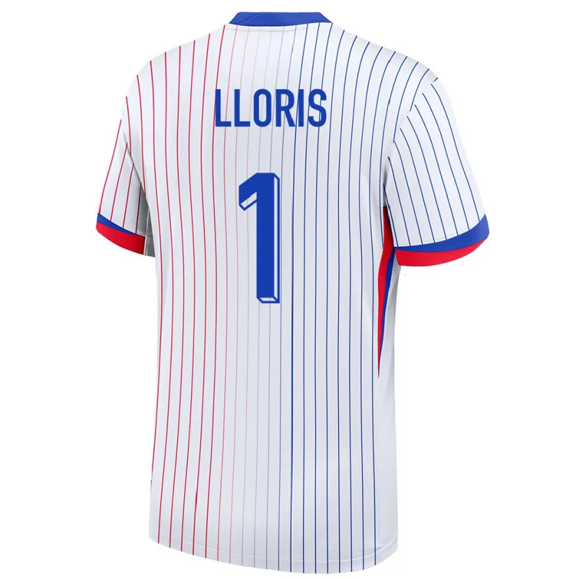 Danxen Donna Maglia Francia Hugo Lloris #1 Bianco Kit Gara Away 24-26 Maglietta