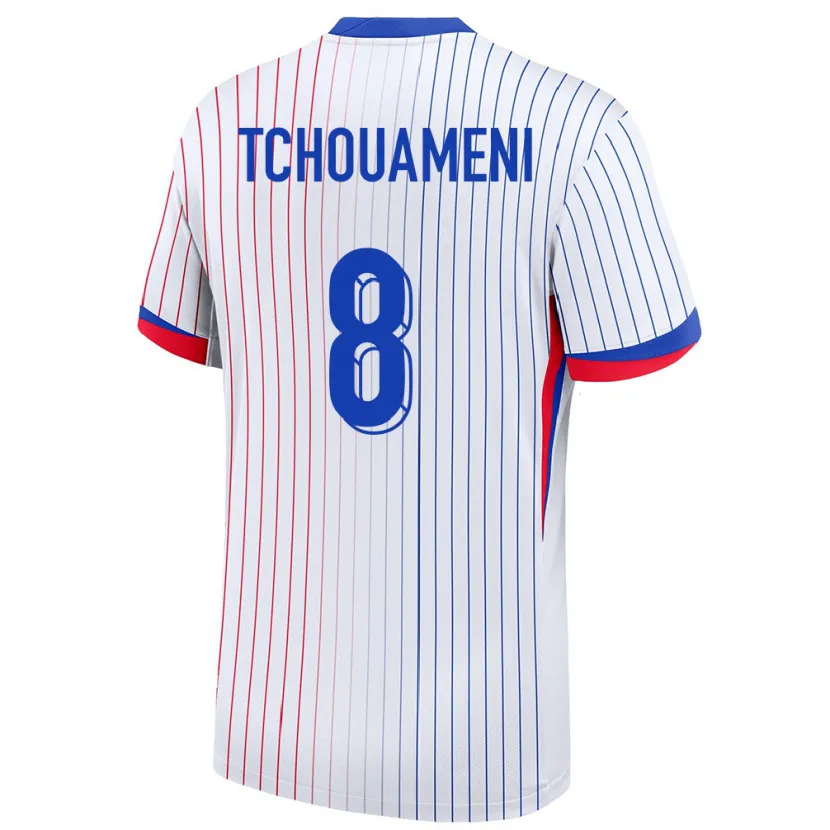 Danxen Donna Maglia Francia Aurelien Tchouameni #8 Bianco Kit Gara Away 24-26 Maglietta