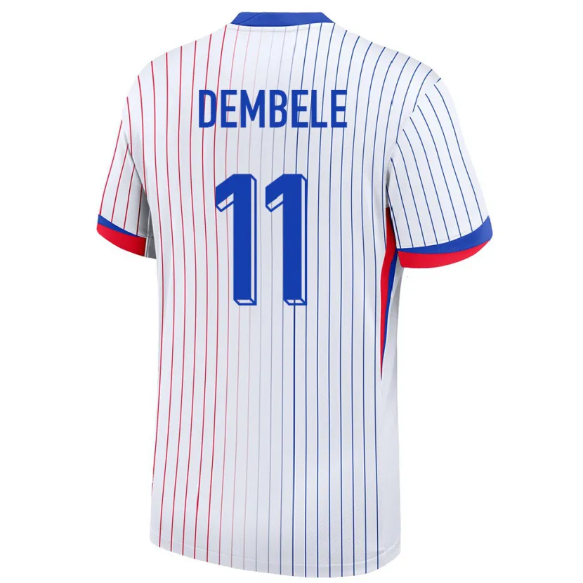 Danxen Donna Maglia Francia Ousmane Dembele #11 Bianco Kit Gara Away 24-26 Maglietta