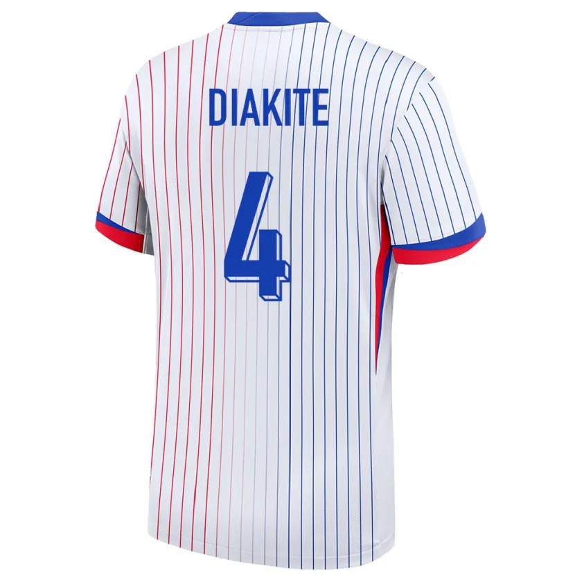 Danxen Donna Maglia Francia Bafode Diakite #4 Bianco Kit Gara Away 24-26 Maglietta