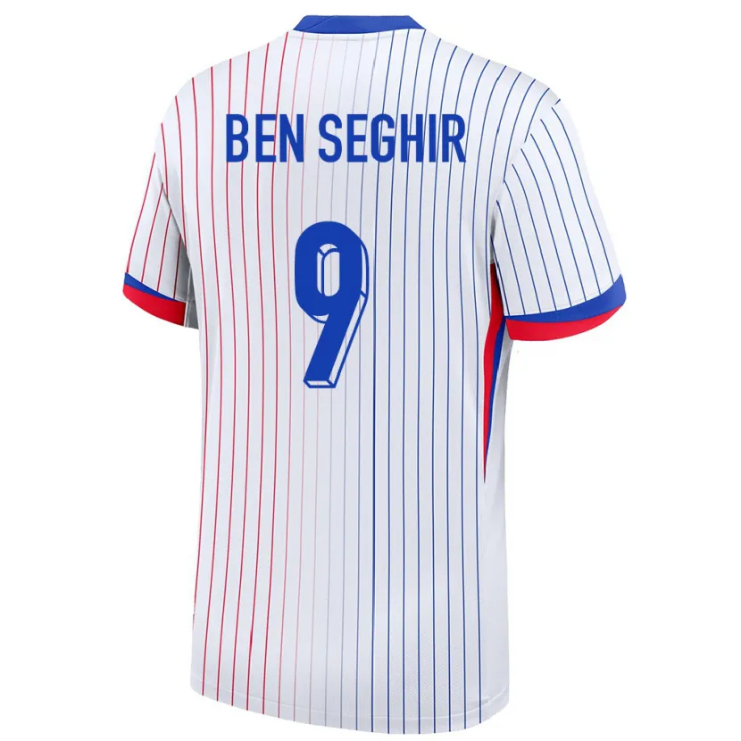 Danxen Donna Maglia Francia Salim Ben Seghir #9 Bianco Kit Gara Away 24-26 Maglietta