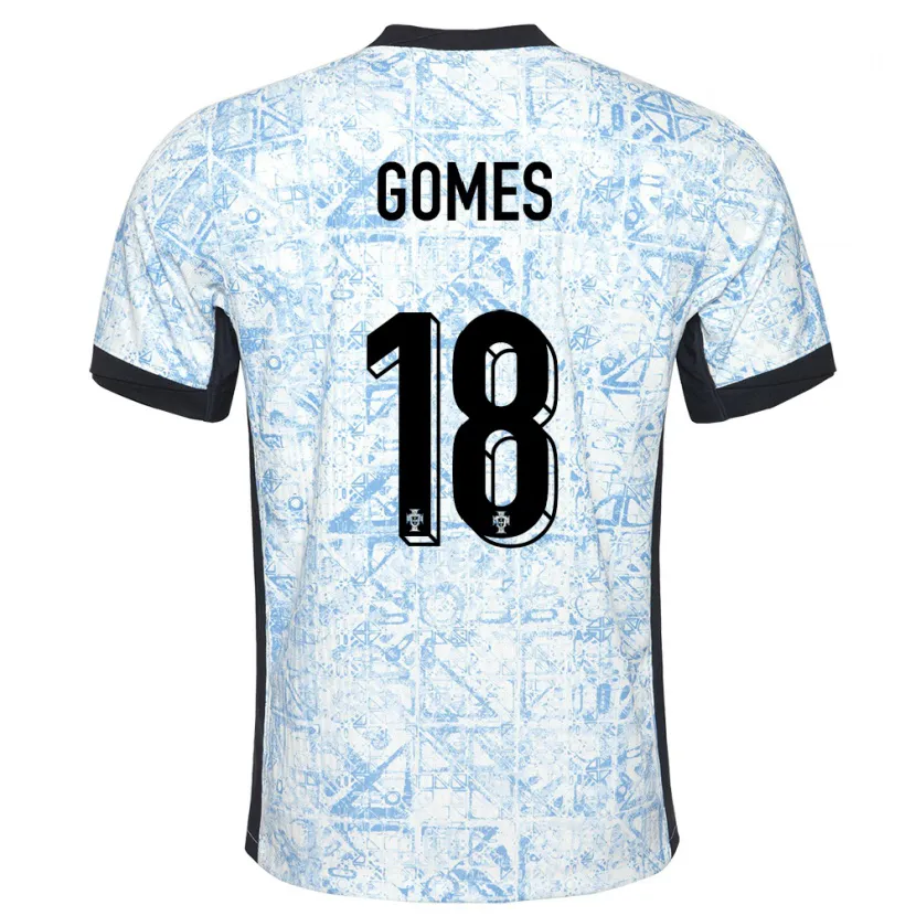 Danxen Donna Maglia Portogallo Andre Gomes #18 Crema Blu Kit Gara Away 24-26 Maglietta