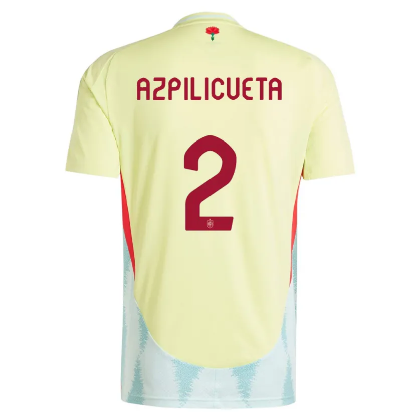 Danxen Donna Maglia Spagna Cesar Azpilicueta #2 Giallo Kit Gara Away 24-26 Maglietta