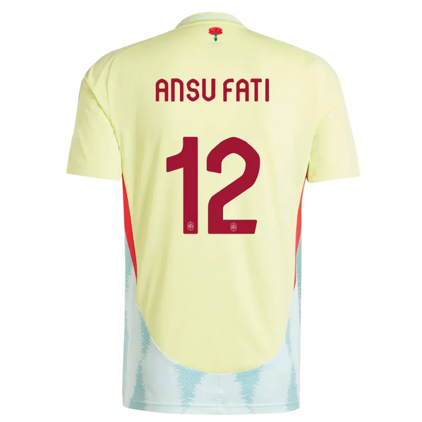 Danxen Donna Maglia Spagna Ansu Fati #12 Giallo Kit Gara Away 24-26 Maglietta