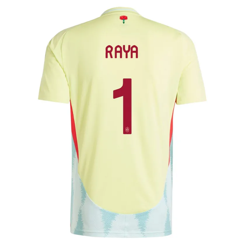 Danxen Donna Maglia Spagna David Raya #1 Giallo Kit Gara Away 24-26 Maglietta