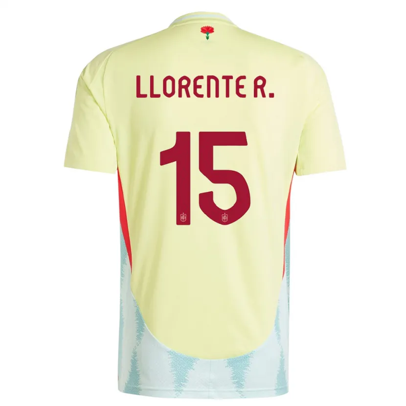 Danxen Donna Maglia Spagna Diego Llorente #15 Giallo Kit Gara Away 24-26 Maglietta
