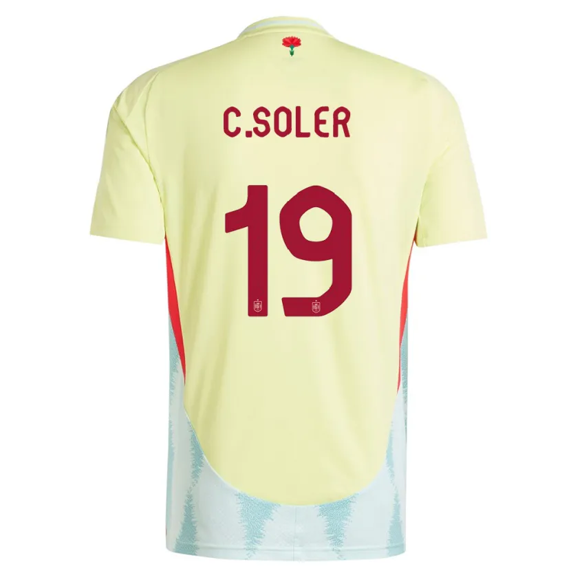 Danxen Donna Maglia Spagna Carlos Soler #19 Giallo Kit Gara Away 24-26 Maglietta
