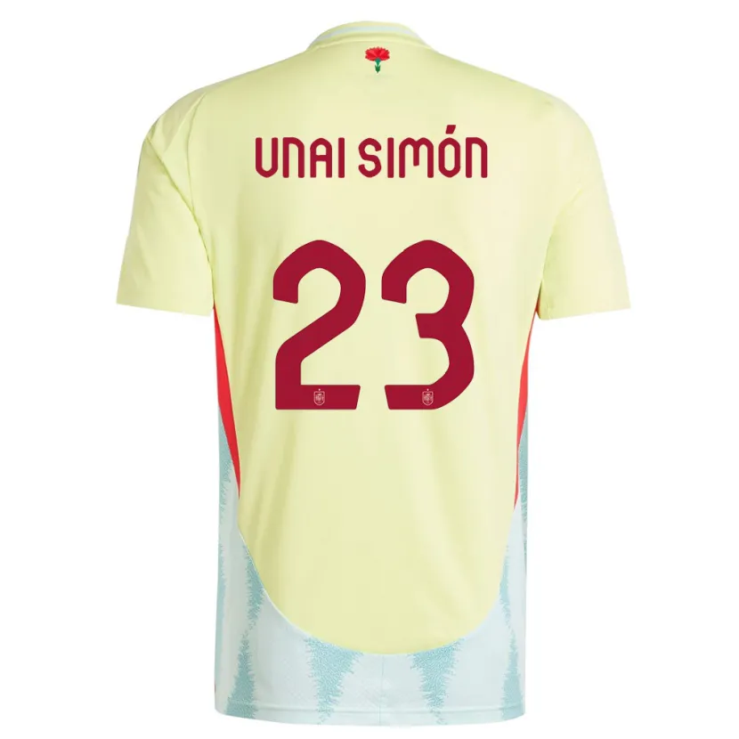 Danxen Donna Maglia Spagna Unai Simon #23 Giallo Kit Gara Away 24-26 Maglietta