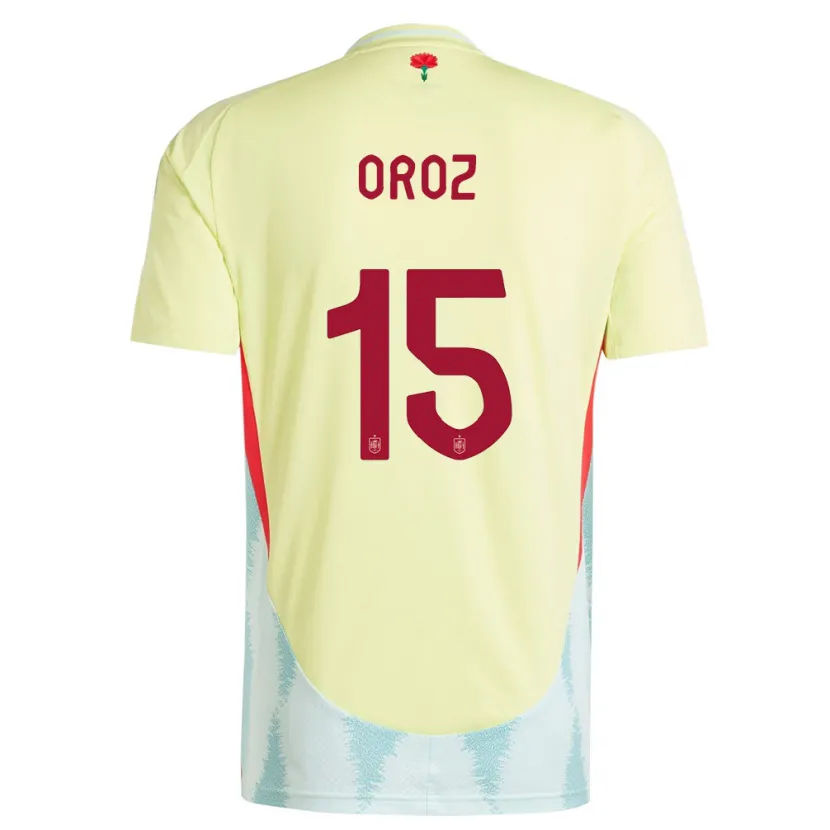 Danxen Donna Maglia Spagna Maite Oroz #15 Giallo Kit Gara Away 24-26 Maglietta