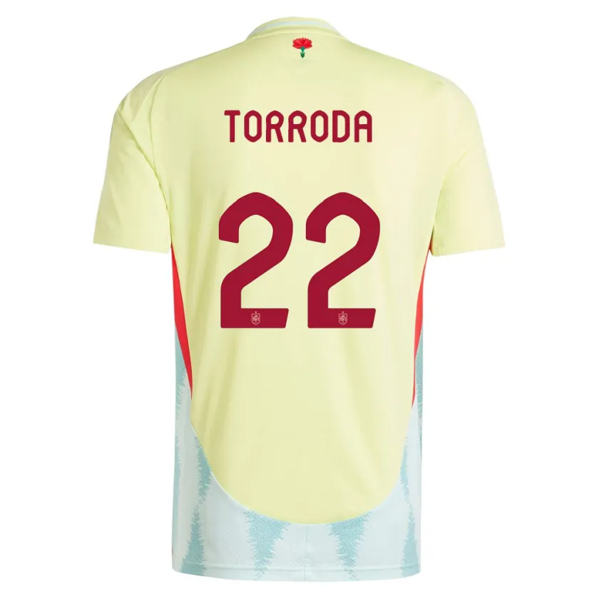 Danxen Donna Maglia Spagna Anna Torroda #22 Giallo Kit Gara Away 24-26 Maglietta
