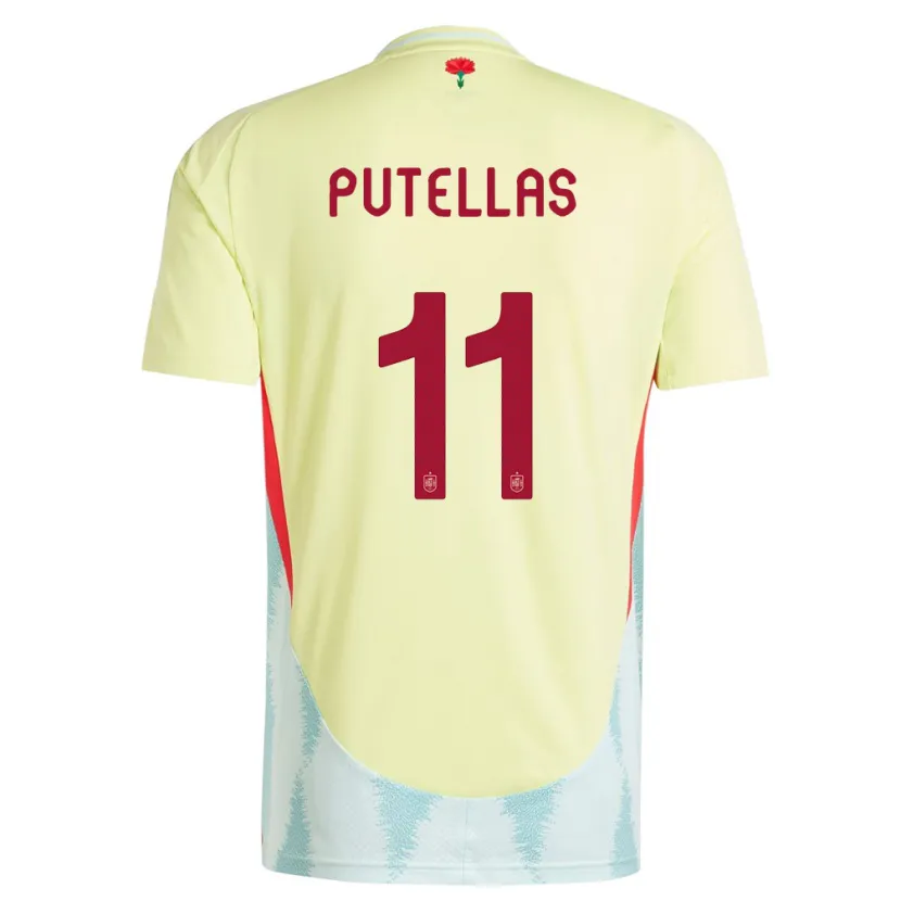 Danxen Donna Maglia Spagna Alexia Putellas #11 Giallo Kit Gara Away 24-26 Maglietta