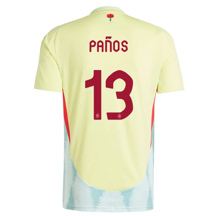 Danxen Donna Maglia Spagna Sandra Panos #13 Giallo Kit Gara Away 24-26 Maglietta