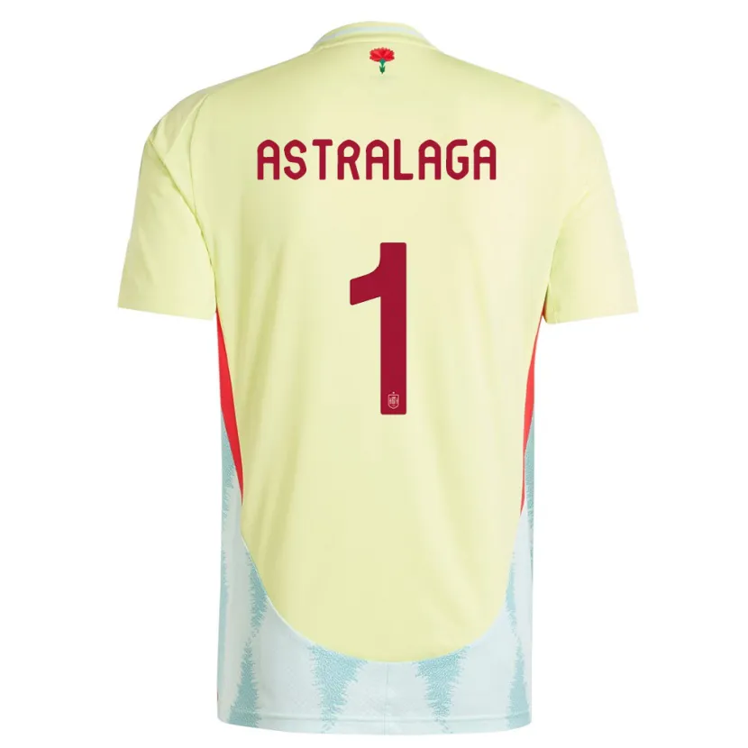 Danxen Donna Maglia Spagna Ander Astralaga #1 Giallo Kit Gara Away 24-26 Maglietta