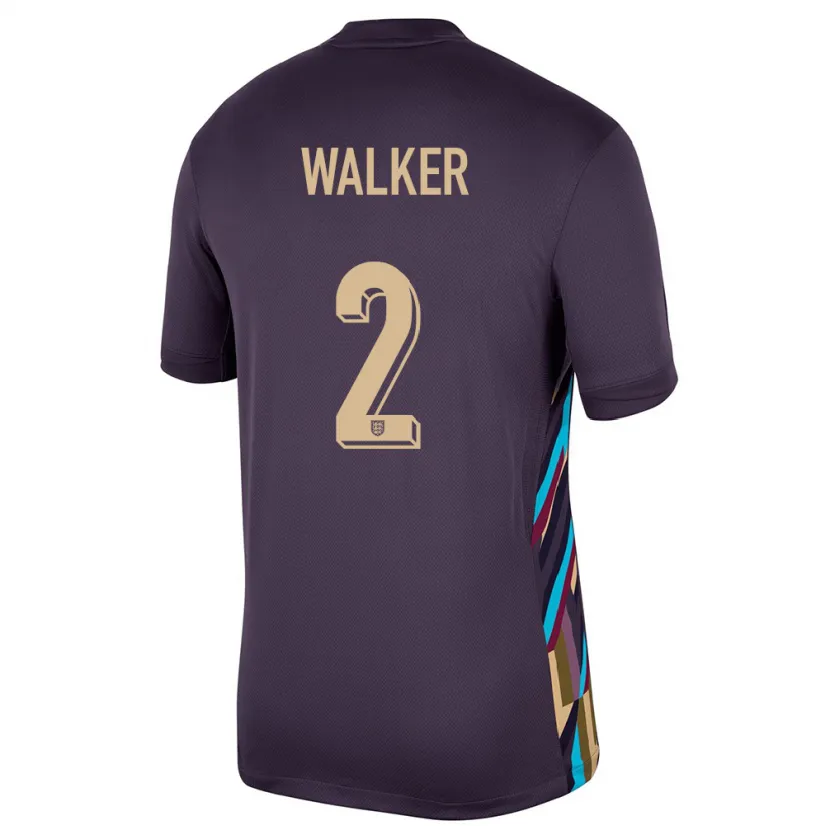 Danxen Donna Maglia Inghilterra Kyle Walker #2 Uvetta Scura Kit Gara Away 24-26 Maglietta