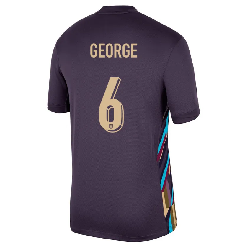 Danxen Donna Maglia Inghilterra Gabby George #6 Uvetta Scura Kit Gara Away 24-26 Maglietta