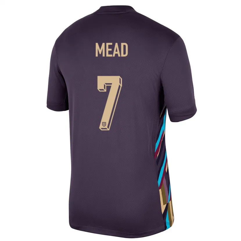 Danxen Donna Maglia Inghilterra Beth Mead #7 Uvetta Scura Kit Gara Away 24-26 Maglietta