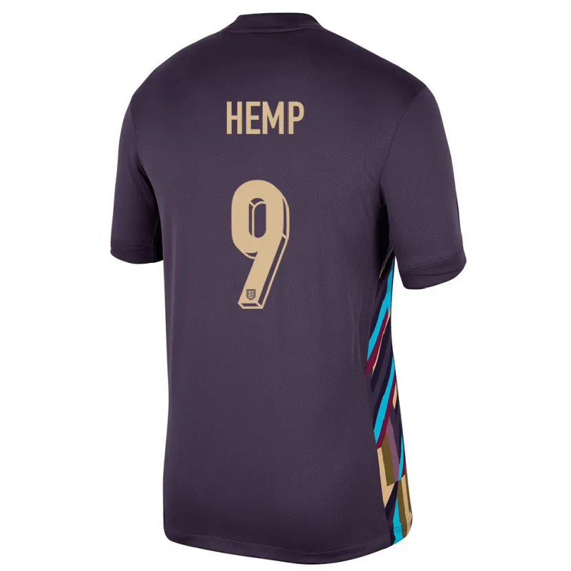 Danxen Donna Maglia Inghilterra Lauren Hemp #9 Uvetta Scura Kit Gara Away 24-26 Maglietta