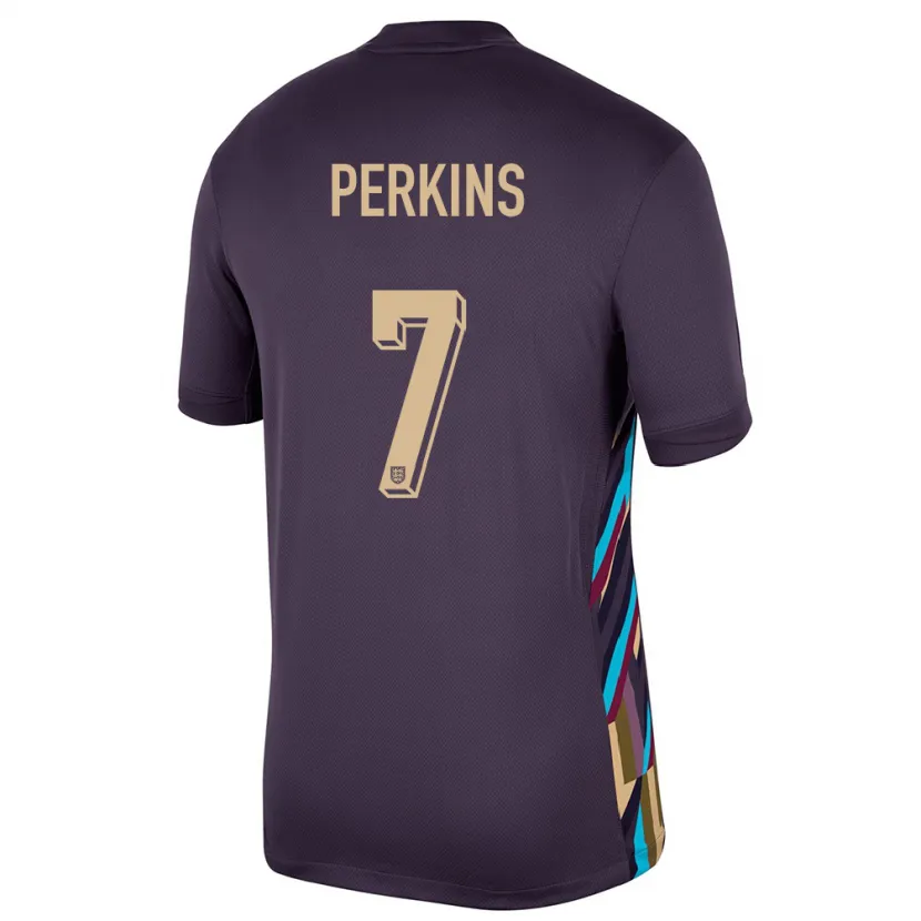 Danxen Donna Maglia Inghilterra Sonny Perkins #7 Uvetta Scura Kit Gara Away 24-26 Maglietta