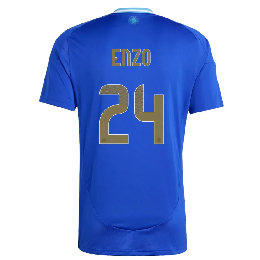 Danxen Donna Maglia Argentina Enzo Fernandez #24 Blu Kit Gara Away 24-26 Maglietta