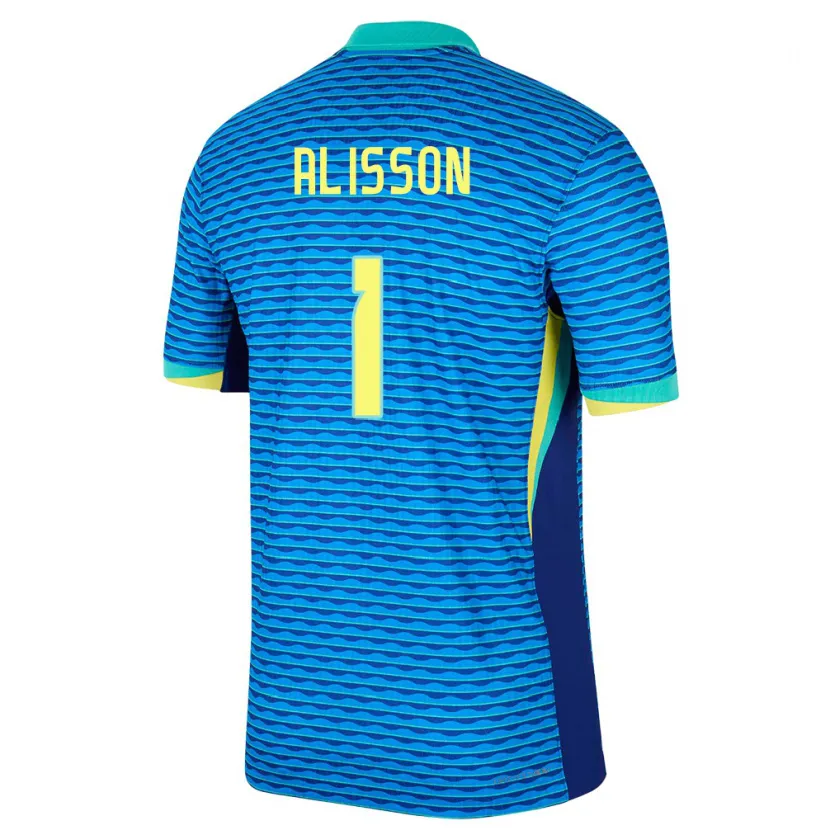 Danxen Donna Maglia Brasile Alisson #1 Blu Kit Gara Away 24-26 Maglietta
