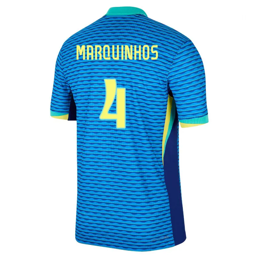 Danxen Donna Maglia Brasile Marquinhos #4 Blu Kit Gara Away 24-26 Maglietta