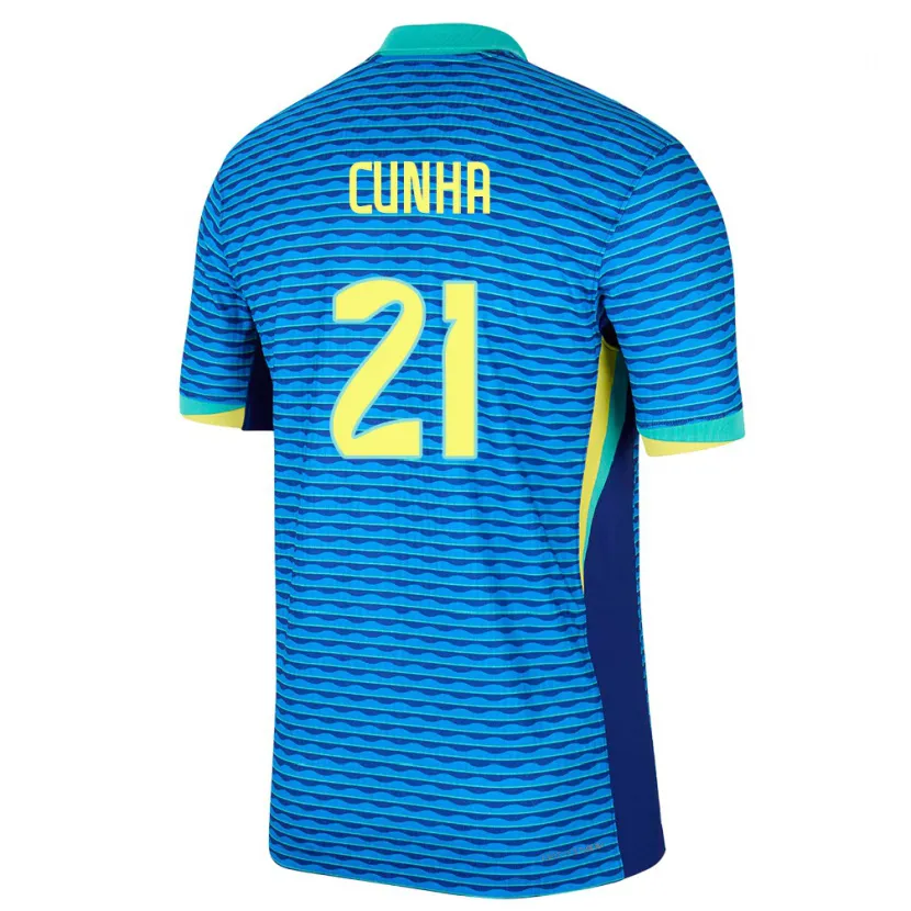 Danxen Donna Maglia Brasile Matheus Cunha #21 Blu Kit Gara Away 24-26 Maglietta