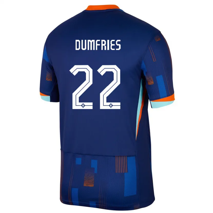Danxen Donna Maglia Paesi Bassi Denzel Dumfries #22 Blu Kit Gara Away 24-26 Maglietta